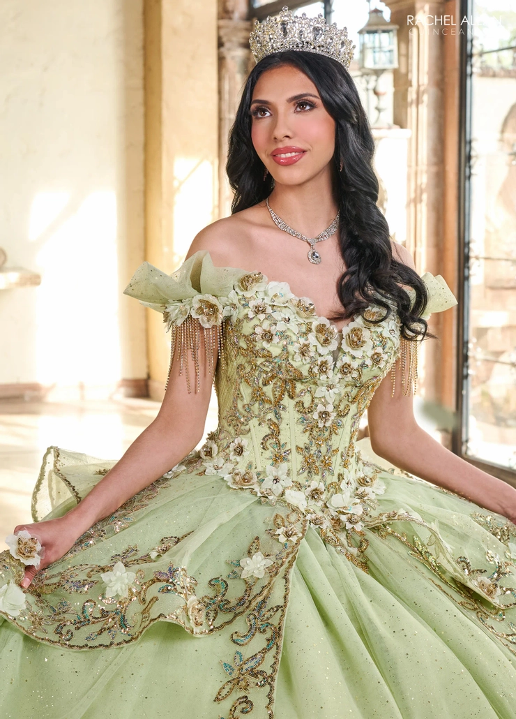 Alta Couture by Rachel Allan Style #RQ3137 #11 Sage/Gold frontface vertical cropped picture