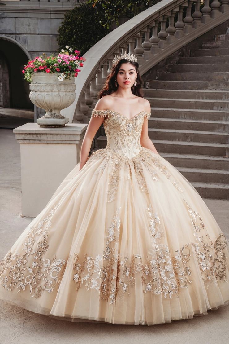 AmaBella Quinceanera Style #Q1000 #0 default Gold frontface vertical picture