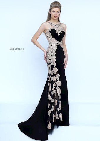 Sherri Hill 11345 #0 default Black/Nude frontface vertical thumbnail