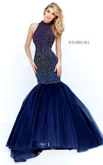 Sherri Hill 32345 #0 default Navy/Purple/Gunmetal frontface vertical thumbnail
