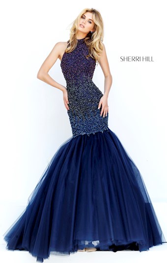 Sherri Hill 32345 #1 Navy/Purple/Gunmetal vertical thumbnail