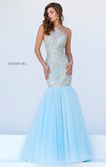 Sherri Hill 50015 #1 Light Blue/Gold vertical thumbnail