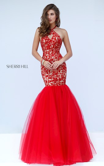 Sherri Hill 50015 #3 Red/Nude vertical thumbnail