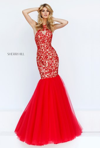 Sherri Hill 50015 #8 Red/Nude vertical thumbnail