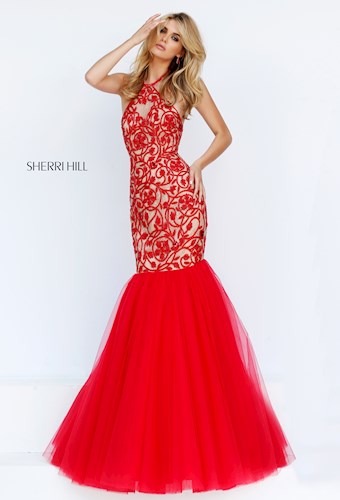 Sherri Hill 50015 #12 Red/Nude vertical thumbnail