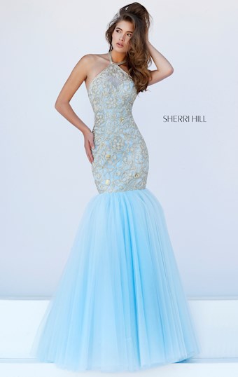 Sherri Hill 50015 #11 Light Blue/Gold vertical thumbnail