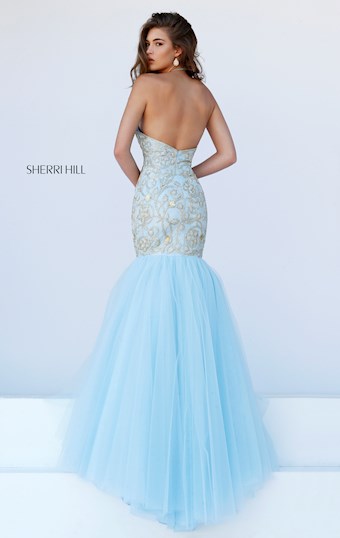 Sherri Hill 50015 #9 Light Blue/Gold vertical thumbnail