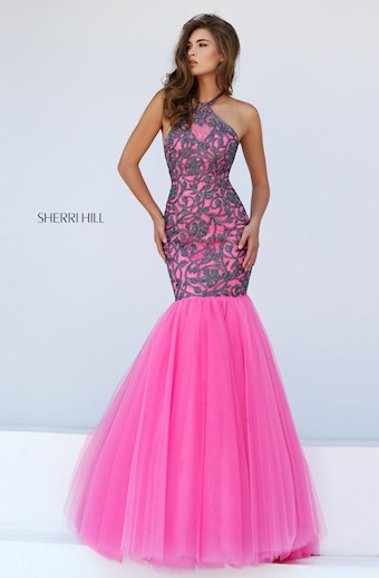 Sherri Hill 50015 #6 Pink/Gunmetal vertical thumbnail