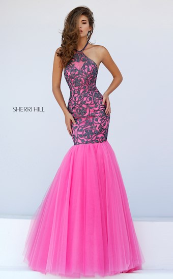 Sherri Hill 50015 #13 Pink/Gunmetal vertical thumbnail