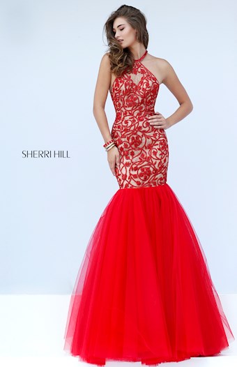 Sherri Hill 50015 #0 default Red/Nude frontface vertical thumbnail