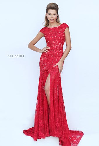 Sherri Hill 50023 #0 default Red/Nude frontface vertical thumbnail