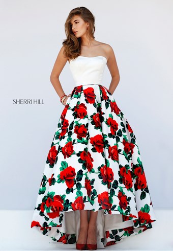 Sherri Hill 50027 #7 Ivory Print vertical thumbnail