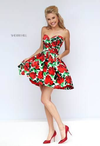 Sherri Hill 50028 #4 Red Print vertical thumbnail