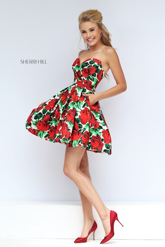 Sherri Hill 50028 #6 Red Print vertical thumbnail