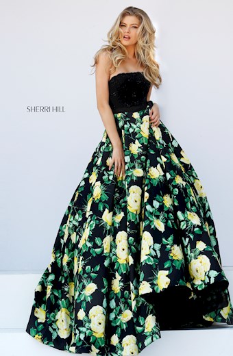 Sherri Hill 50036 #0 default Black Print frontface vertical thumbnail