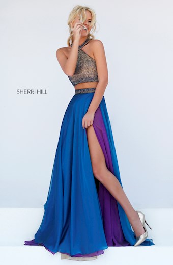 Sherri Hill 50042 #0 default Nude/Multi/Purple frontface vertical thumbnail