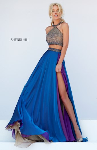 Sherri Hill 50042 #1 Nude/Multi/Purple vertical thumbnail
