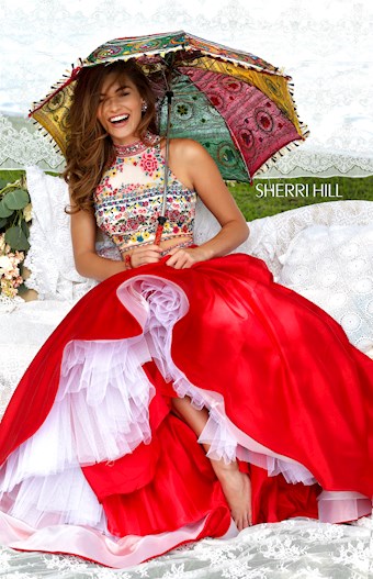 Sherri Hill 50080 #8 Red/Multi vertical thumbnail
