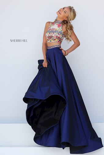 Sherri Hill 50080 #16 Navy/Multi vertical thumbnail