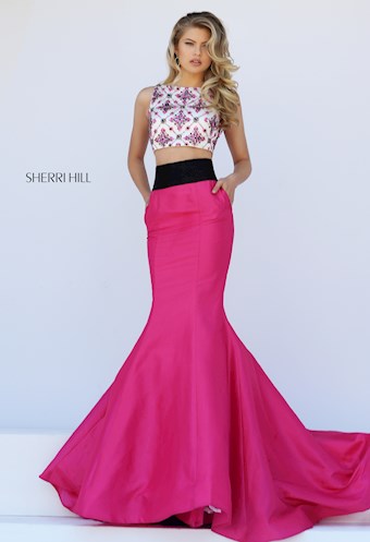 Sherri Hill 50109 #1 Ivory/Fuchsia vertical thumbnail