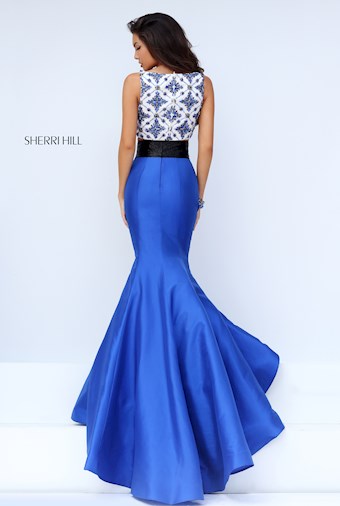 Sherri Hill 50109 #8 Ivory/Royal vertical thumbnail