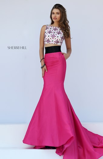 Sherri Hill 50109 #6 Ivory/Fuchsia vertical thumbnail