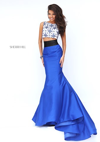 Sherri Hill 50109 #7 Ivory/Royal vertical thumbnail