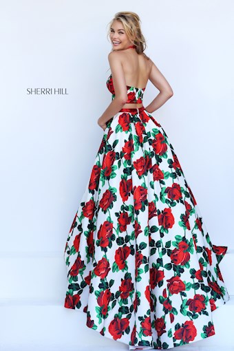 Sherri Hill 50115 #19 default Ivory/Red Print backface vertical thumbnail