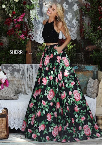 Sherri Hill 50119 #2 Black/Pink Print vertical thumbnail