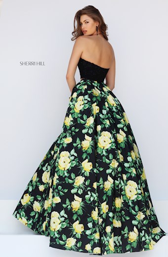 Sherri Hill 50119 #10 Black/Yellow Print vertical thumbnail