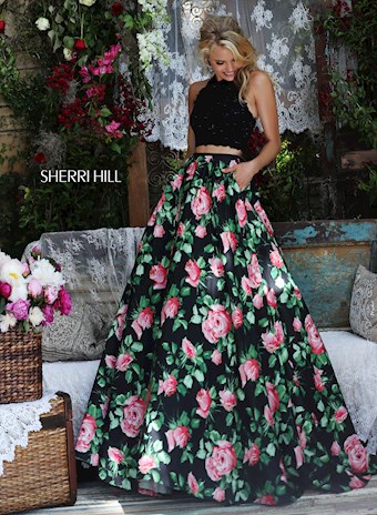 Sherri Hill 50119 #5 Black/Pink Print vertical thumbnail