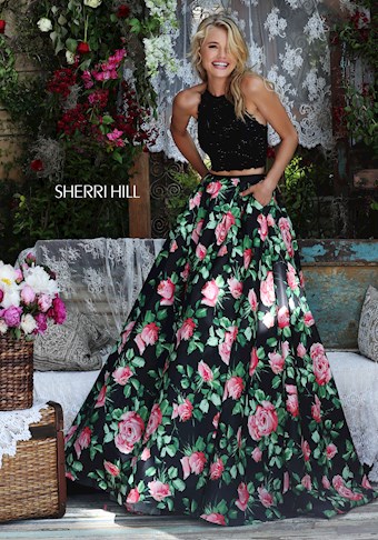 Sherri Hill 50119 #11 Black/Pink Print vertical thumbnail