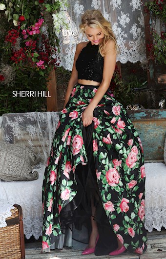 Sherri Hill 50119 #4 Black/Pink Print vertical thumbnail