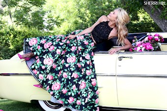 Sherri Hill 50119 #9 Black/Pink Print vertical thumbnail
