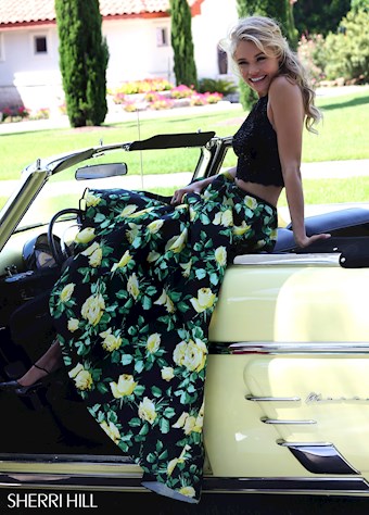 Sherri Hill 50119 #14 Black/Yellow Print vertical thumbnail