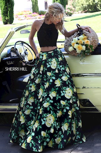 Sherri Hill 50119 #7 Black/Yellow Print vertical thumbnail