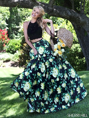 Sherri Hill 50119 #1 Black/Yellow Print vertical thumbnail