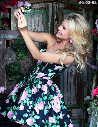 Sherri Hill 50146 #4 Black/Pink Print vertical thumbnail