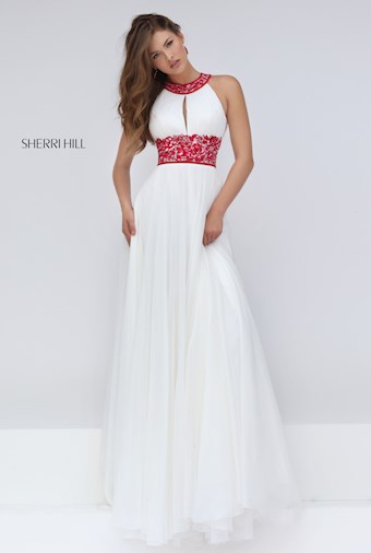 Sherri Hill 50150 #6 Ivory/Fuchsia vertical thumbnail