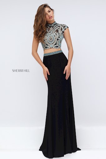 Sherri Hill 50154 #7 Black/Turquoise vertical thumbnail