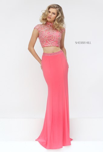 Sherri Hill 50154 #0 default Coral frontface vertical thumbnail