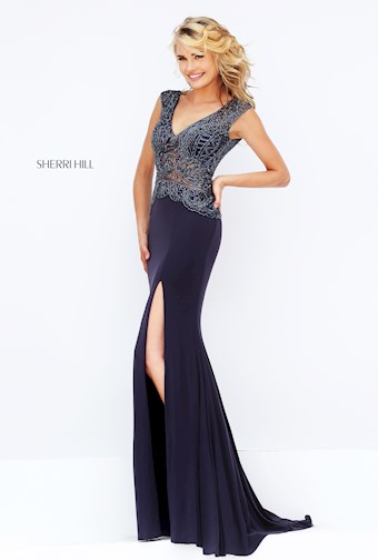 Sherri Hill 50159 #0 default Gunmetal frontface vertical thumbnail