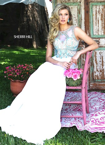 Sherri Hill 50160 #1 Ivory/Turquoise vertical thumbnail
