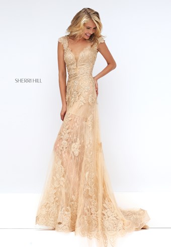 Sherri Hill 50176 #2 Nude/Gold vertical thumbnail