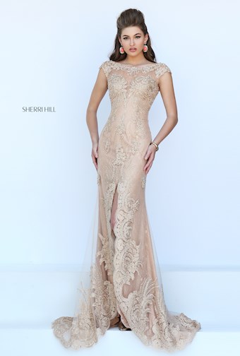 Sherri Hill 50177 #0 default Nude/Gold frontface vertical thumbnail