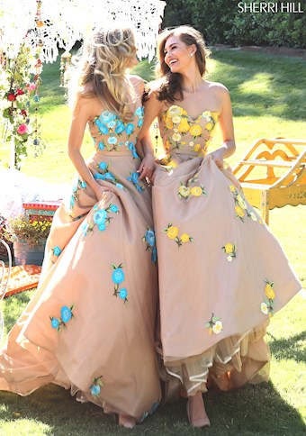 Sherri Hill 50203 #24 Nude/Yellow Nude/Turquoise vertical thumbnail