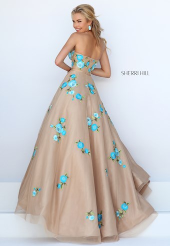 Sherri Hill 50203 #4 Nude/Turquoise vertical thumbnail