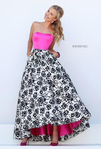 Sherri Hill 50205 #5 Fuchsia/Ivory/Black vertical thumbnail