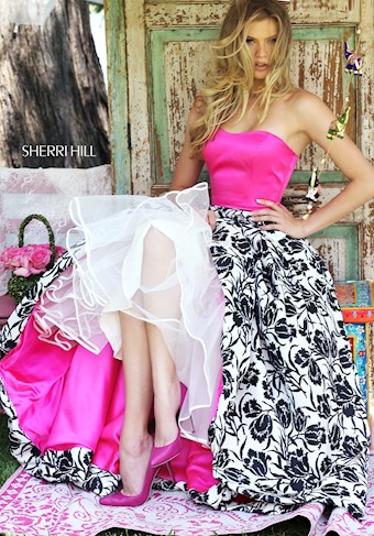 Sherri Hill 50205 #3 Fuchsia/Ivory/Black vertical thumbnail
