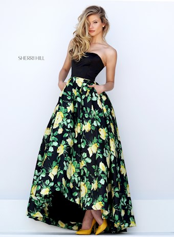 Sherri Hill 50206 #1 Black/Yellow Print vertical thumbnail